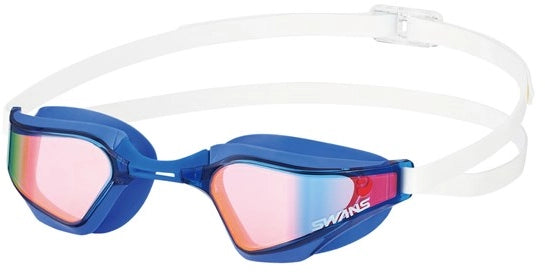 SWANS Valkyrie goggles with blue frames and pink-tinted lenses