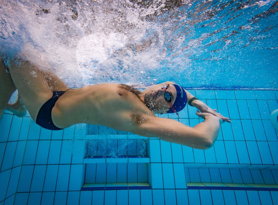 SWANS SRX goggles with blue lenses and yellow strap